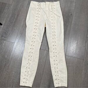 A.L.C. Women Kerrigan Lace-Up Skinny Pants Size 4 Ivoy
